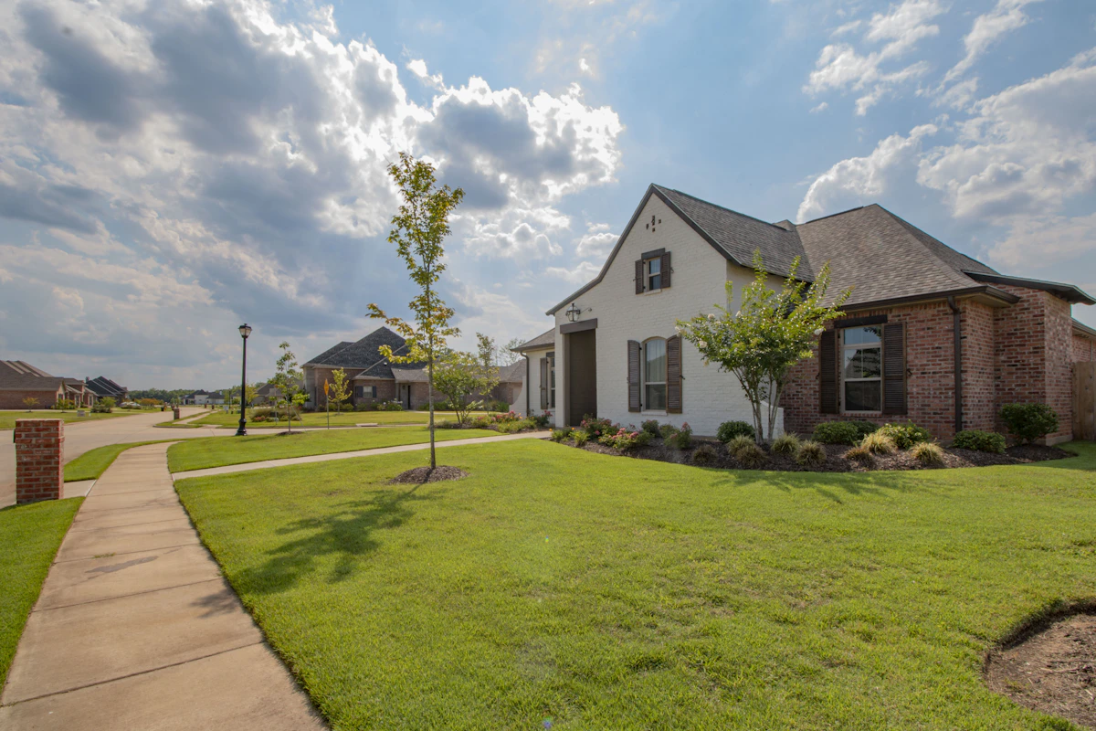 Suburban single family residential home exterior in residential neighborhood